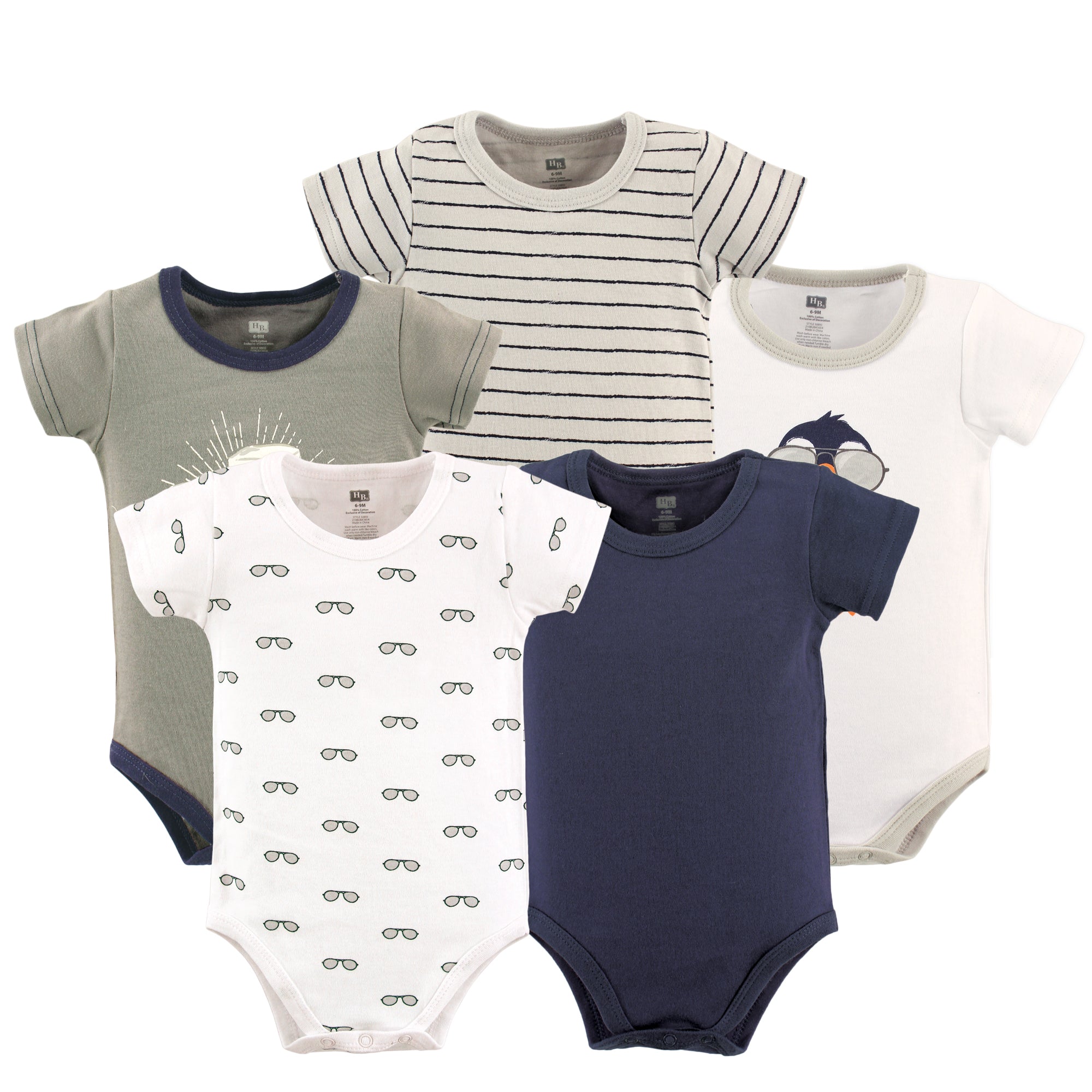 Boys Essentials Bodysuits 5-Pack, Cool Little Fella