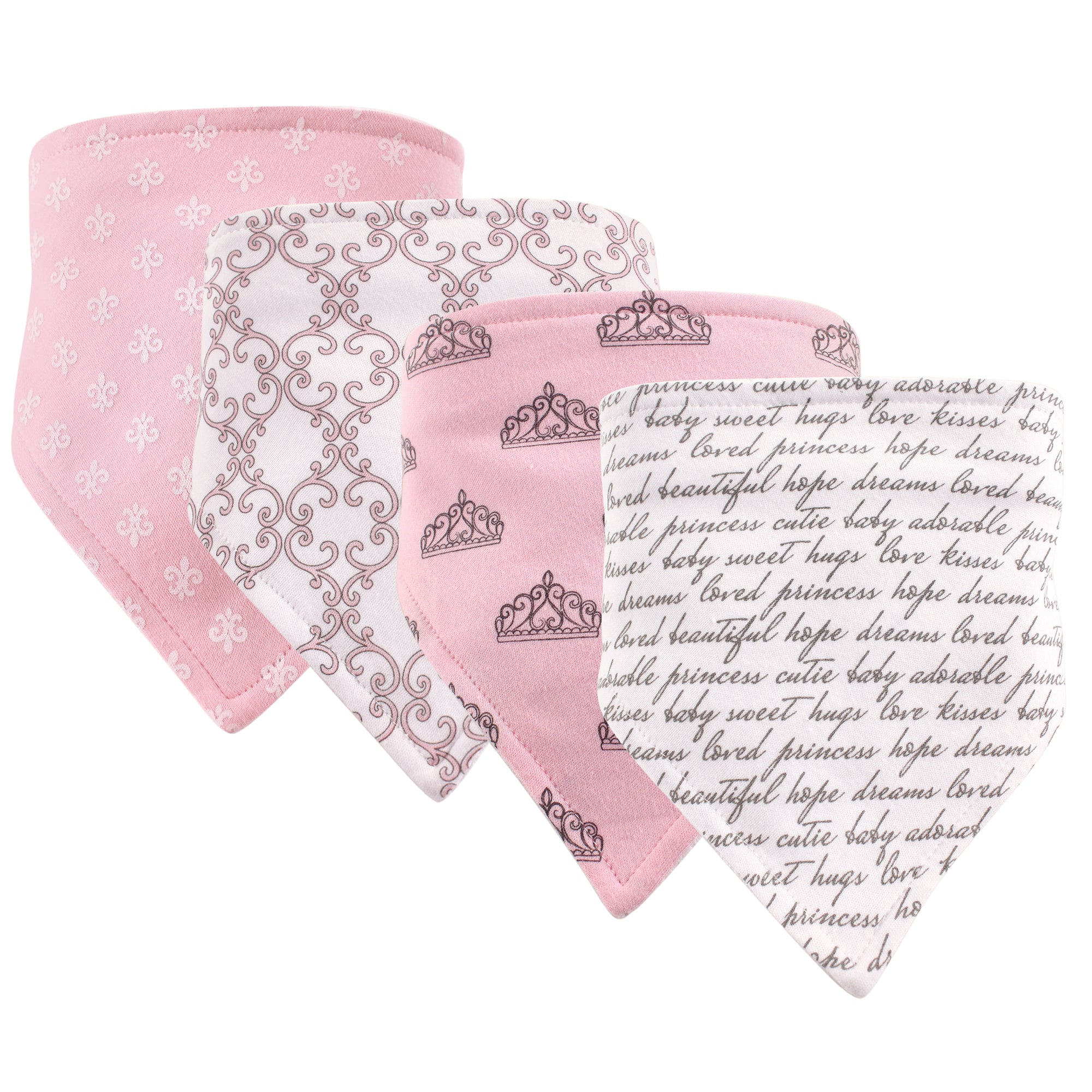 Girls Bandana Bibs Set, Royal Rose