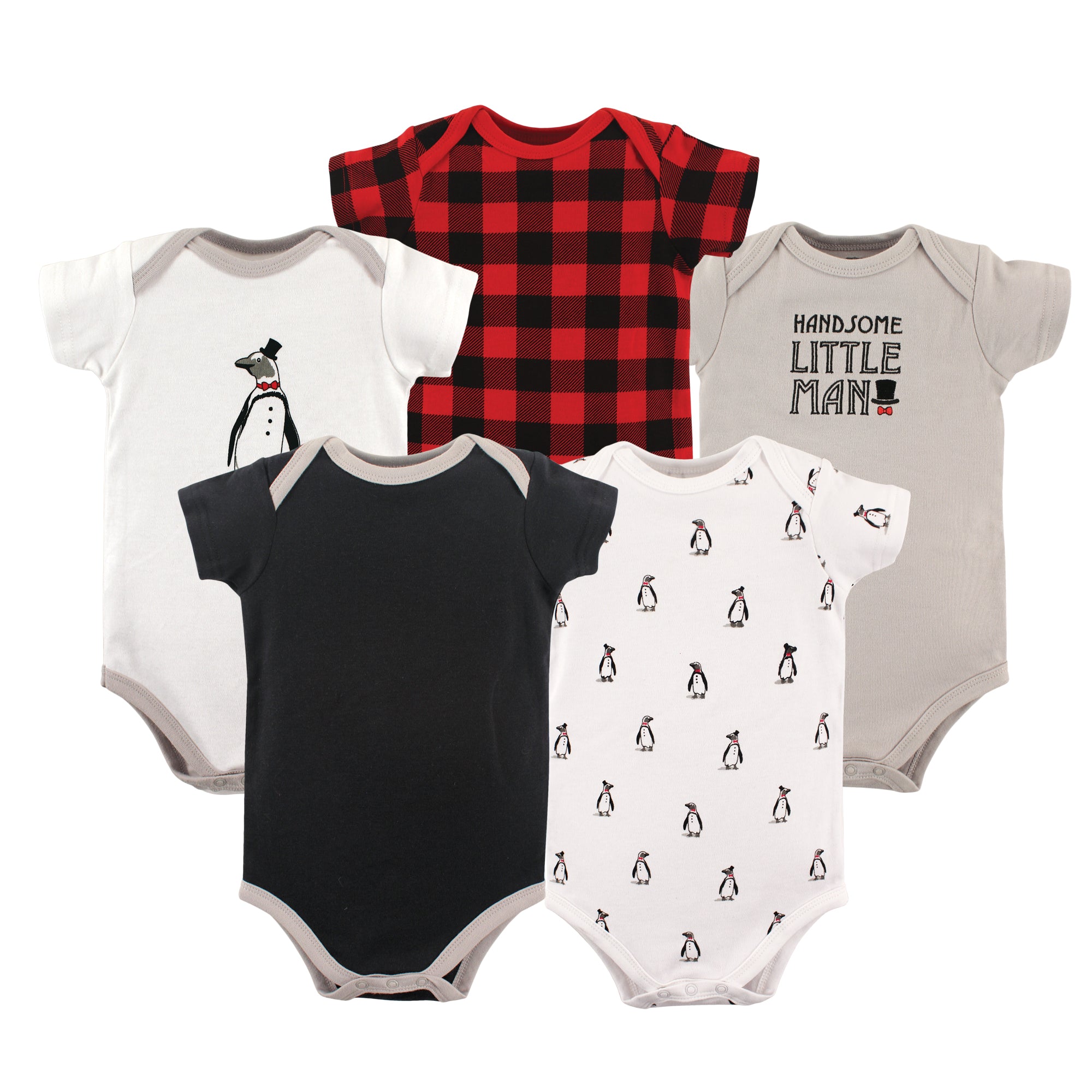 Boys Essentials Bodysuits 5-Pack, Arctic Waddle