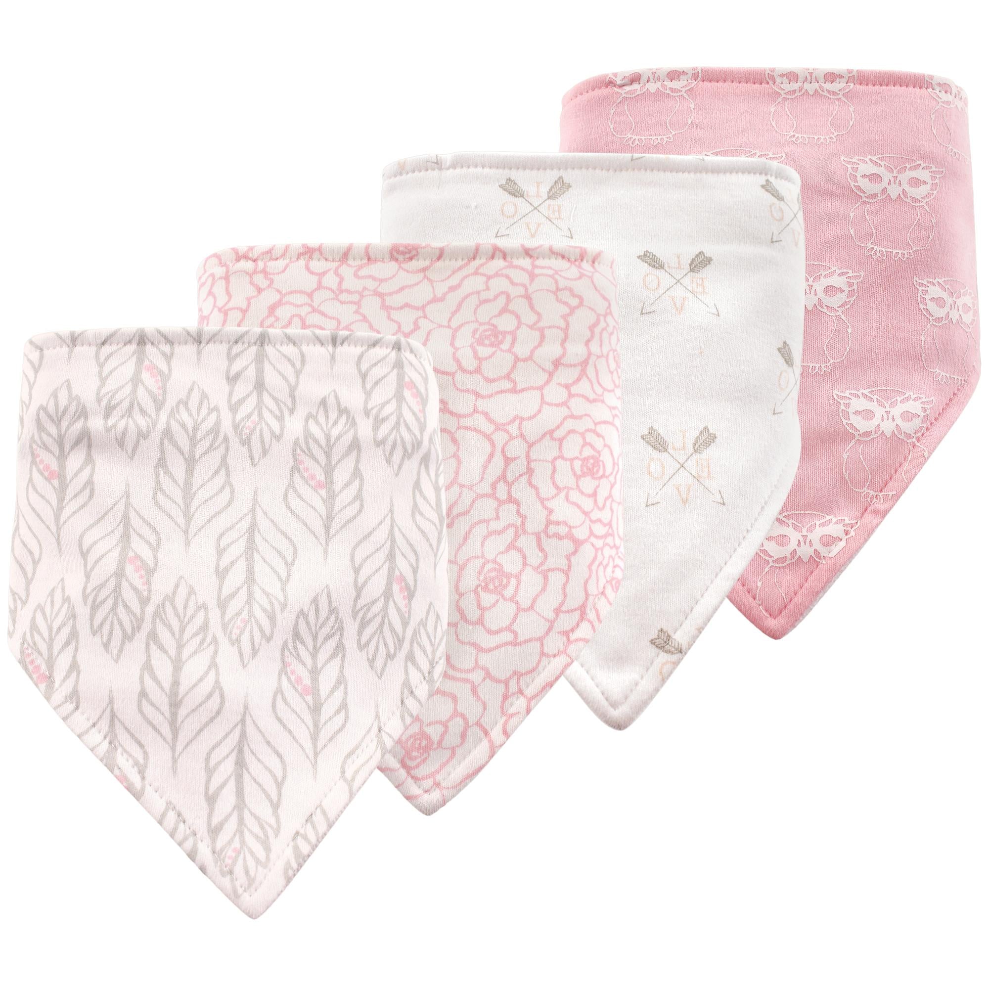 Girls Bandana Bibs Set, Silver Wing