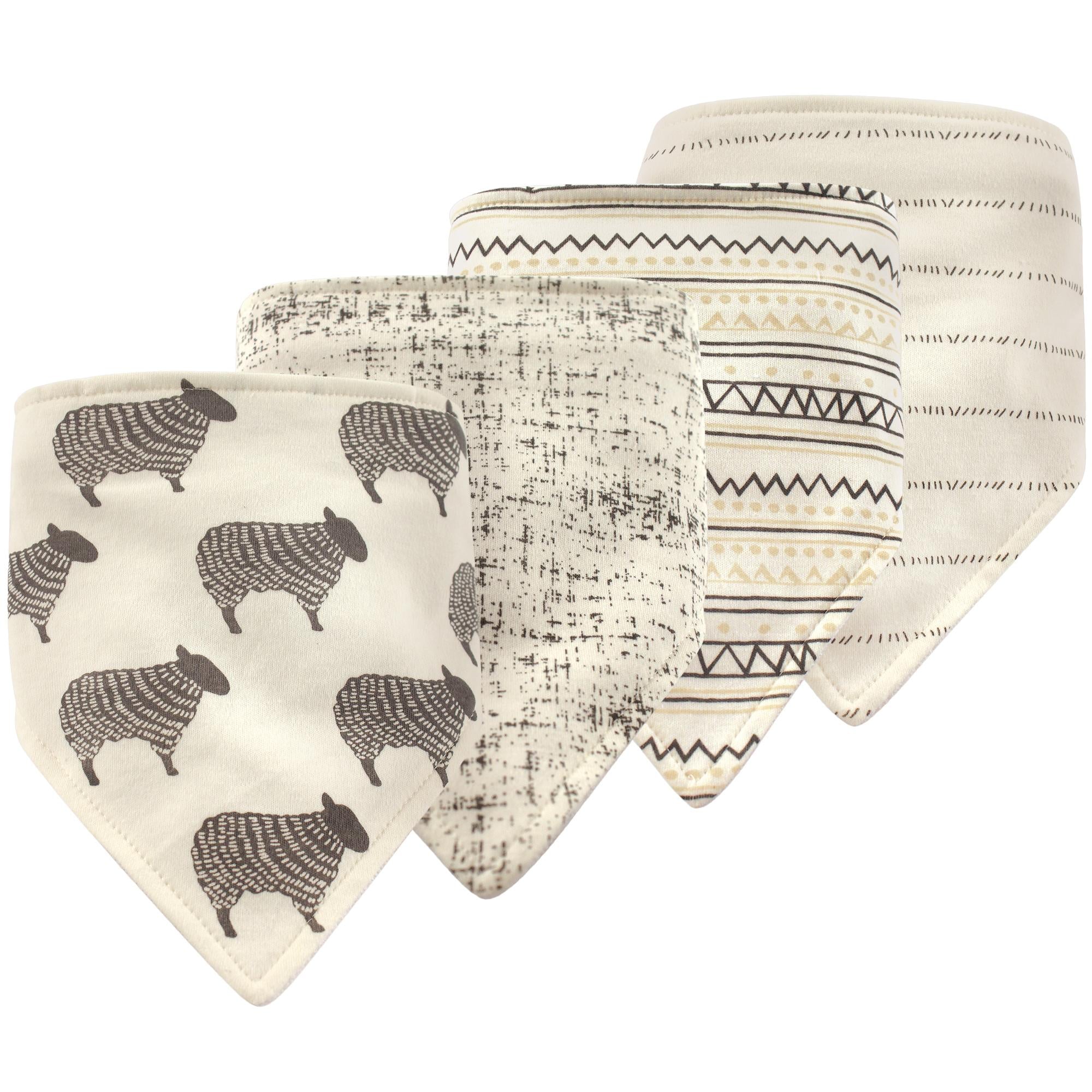 Unisex Bandana Bibs Set, Woolly Lamb Gray