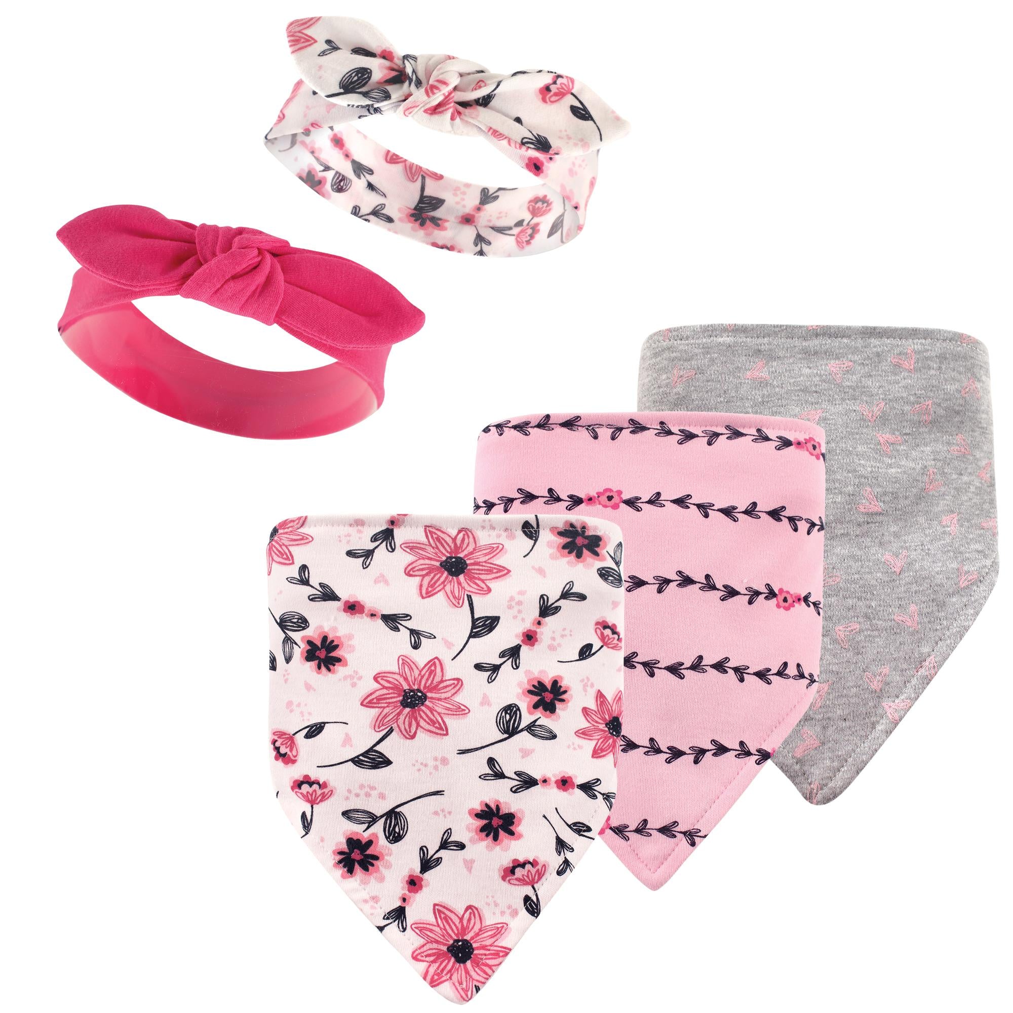 Girls Bib and Head Accessory Bundle, Lush Flora