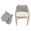 Unisex Cozy Winter Trapper Hat and Mittens Set, Cloudy Pebble