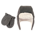 Unisex Cozy Winter Trapper Hat and Mittens Set, Cloudy Slate