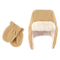 Unisex Cozy Winter Trapper Hat and Mittens Set, Sandy Fawn