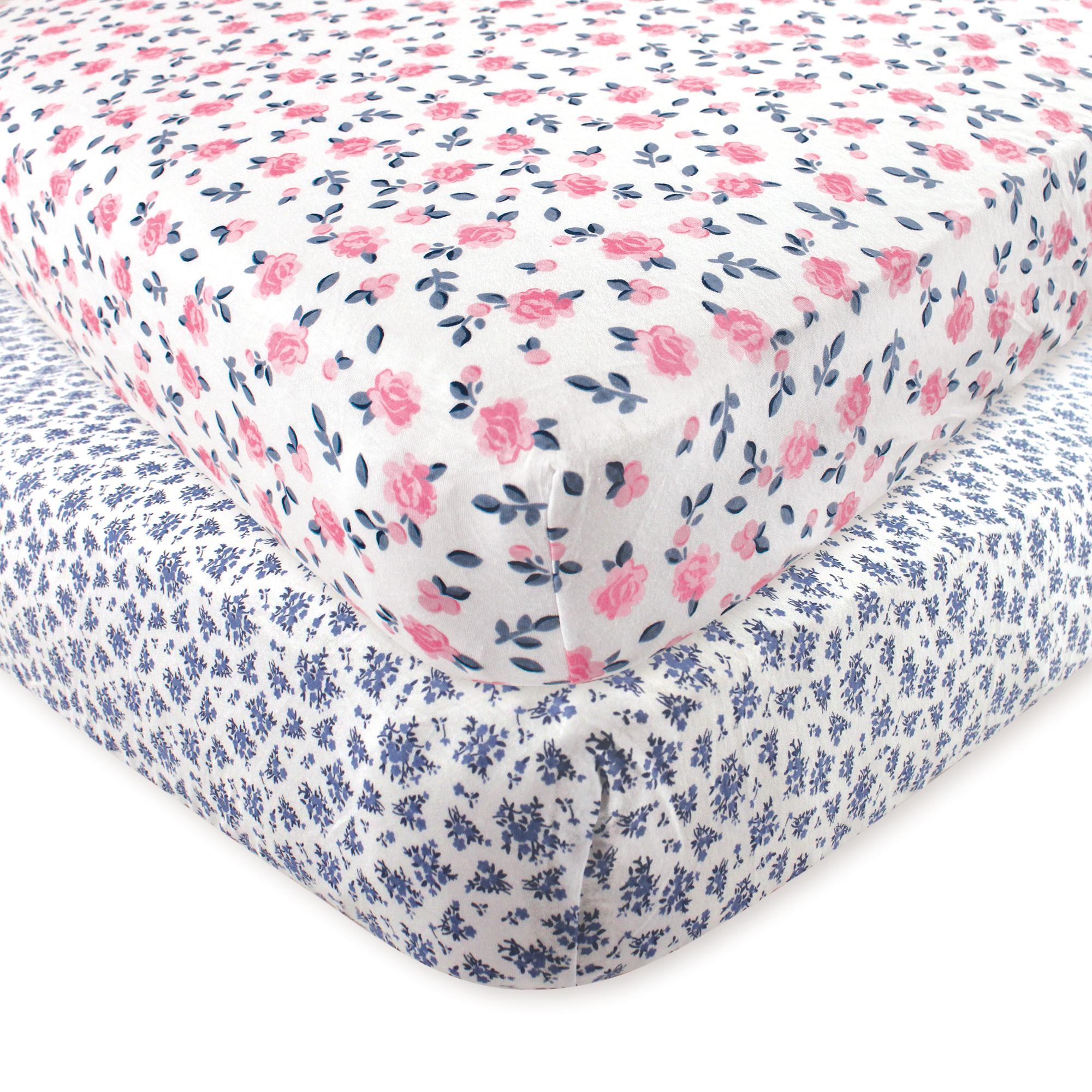 Girls Snug-Fit Cotton Crib Sheet, Vintage Bloom