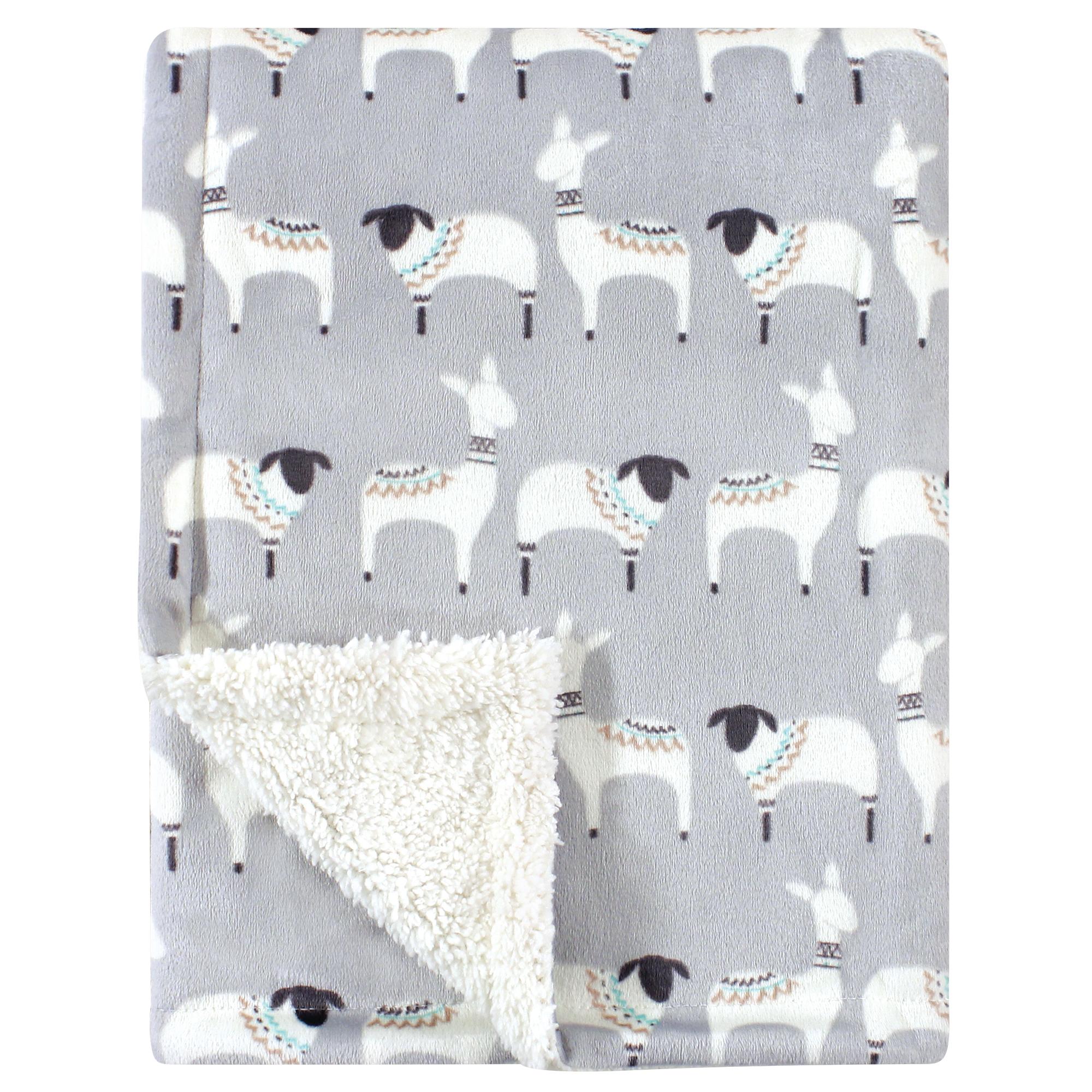 Unisex Mink and Sherpa Plush Blanket, Highland Llama