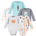 Unisex Long Sleeve Bodysuits 5-Pack, Misty Woodland