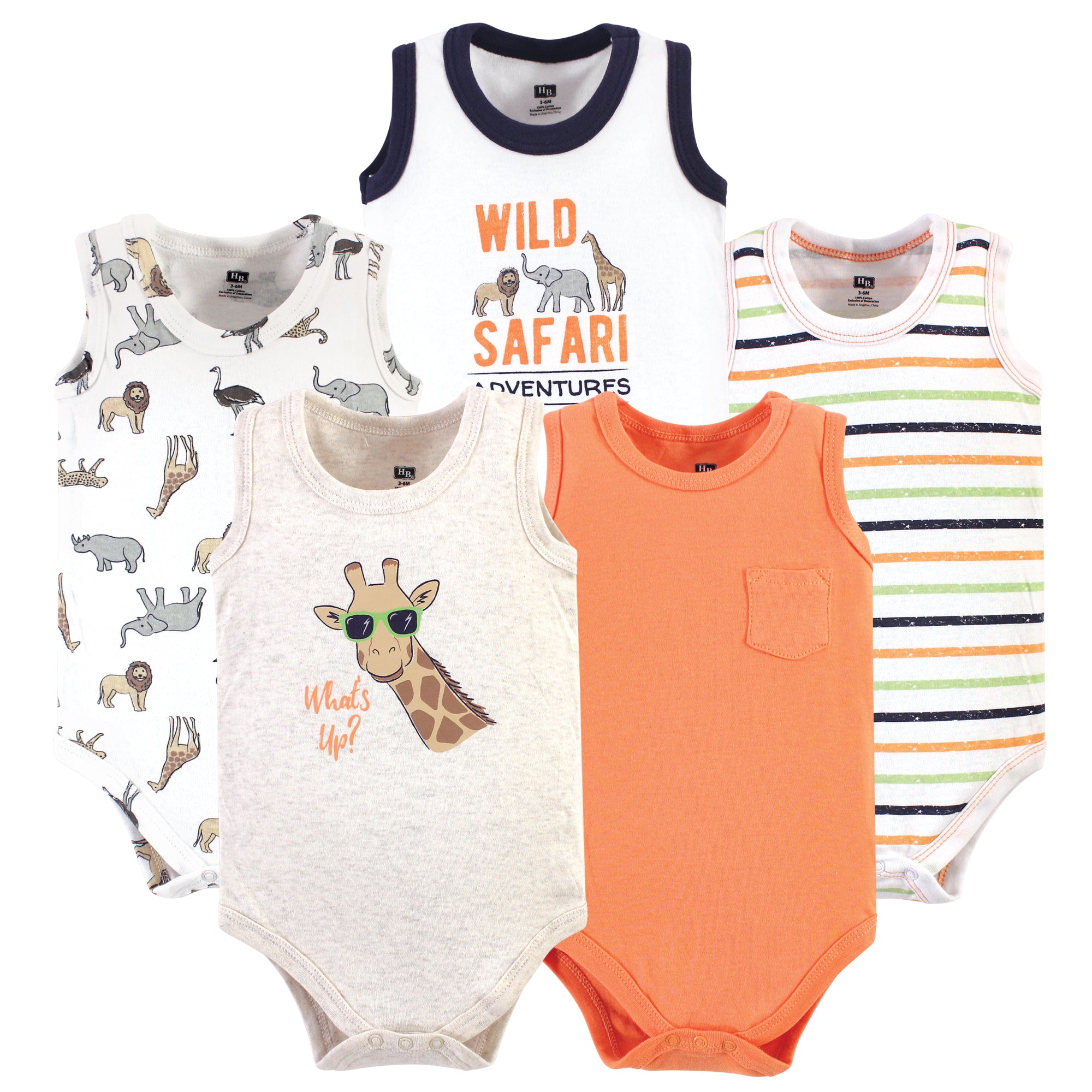 Boys Sleeveless Bodysuits, Jungle Adventure