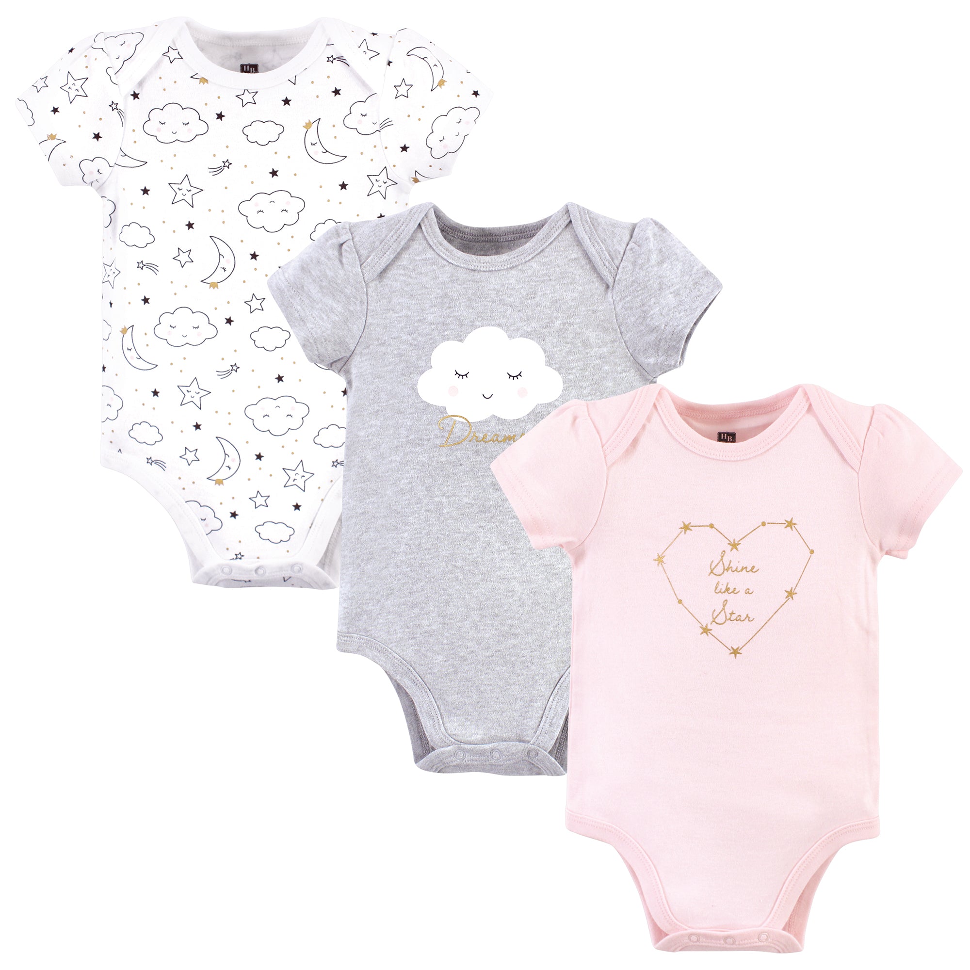 Girls Essentials Bodysuits 3-Pack, Whimsical Cloud