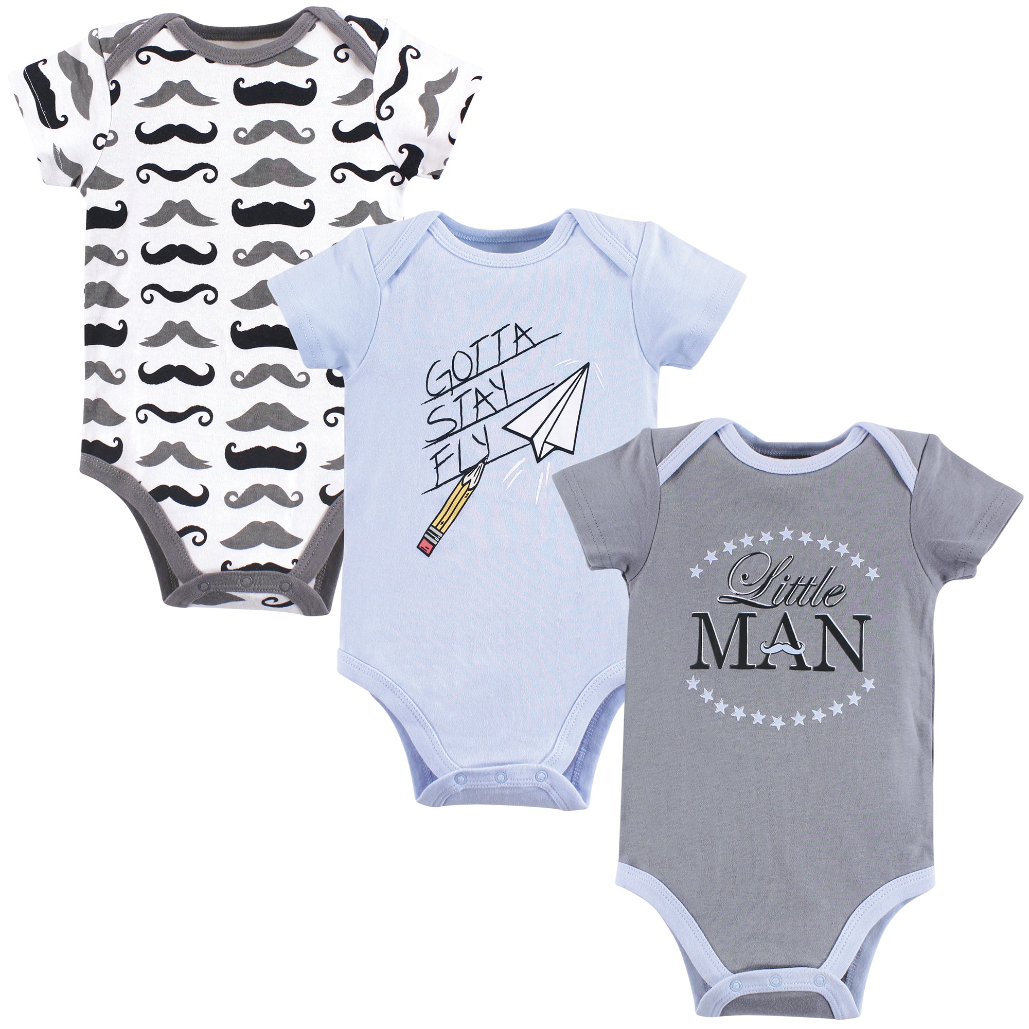 Boys Essentials Bodysuits 3-Pack, Sky Captain