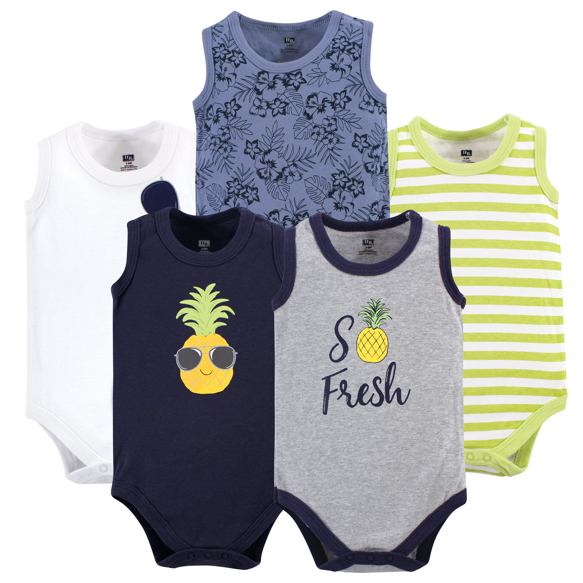 Boys Sleeveless Bodysuits, Tropical Gold