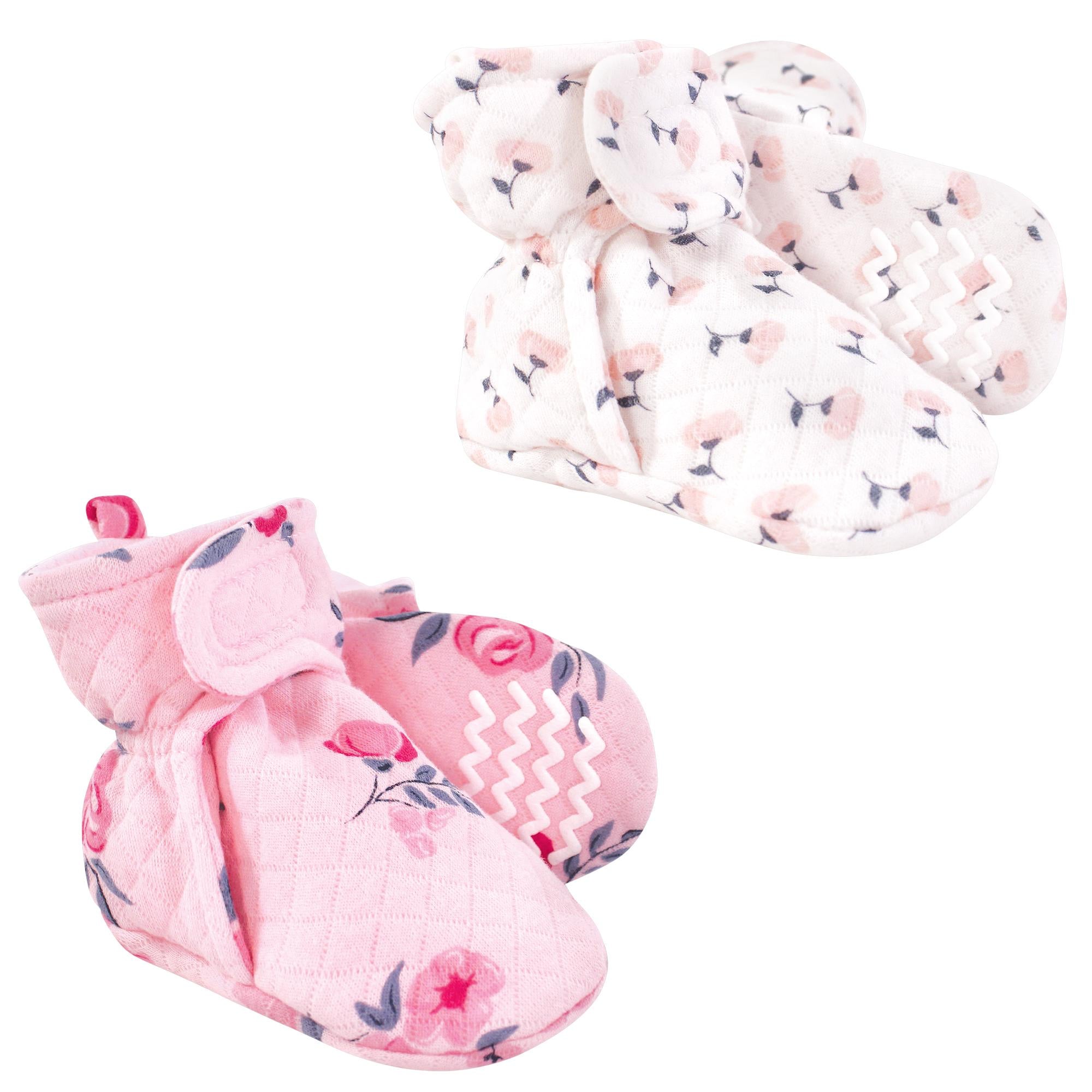 Girls Quilted Booties, Rosy Midnight Bloom