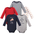 Boys Long Sleeve Bodysuits 5-Pack, Deep Dish Blue