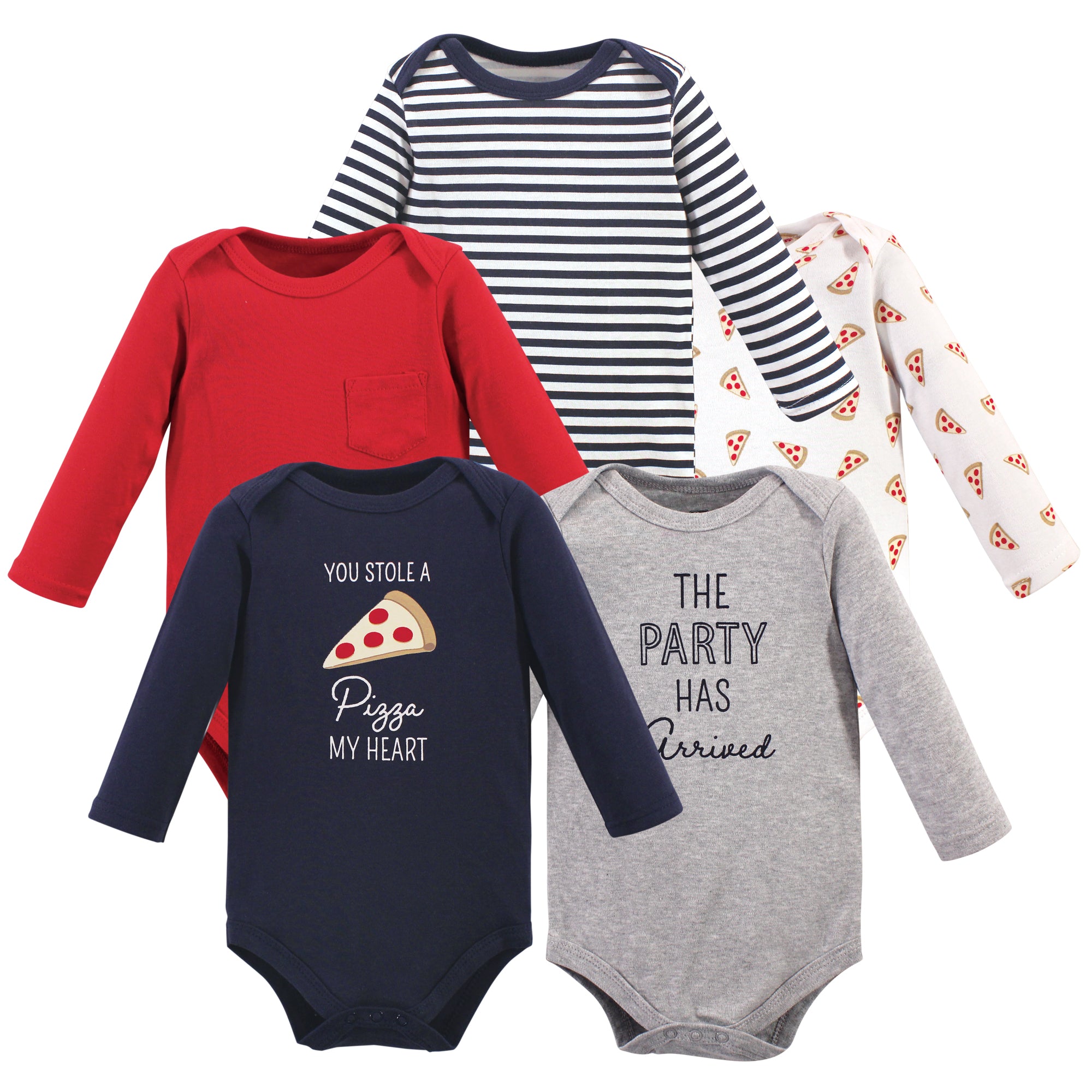 Boys Long Sleeve Bodysuits 5-Pack, Deep Dish Blue