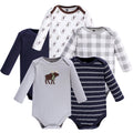 Boys Long Sleeve Bodysuits 5-Pack, Smoke Woodland