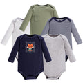Boys Long Sleeve Bodysuits 5-Pack, Clever Woodland Fox