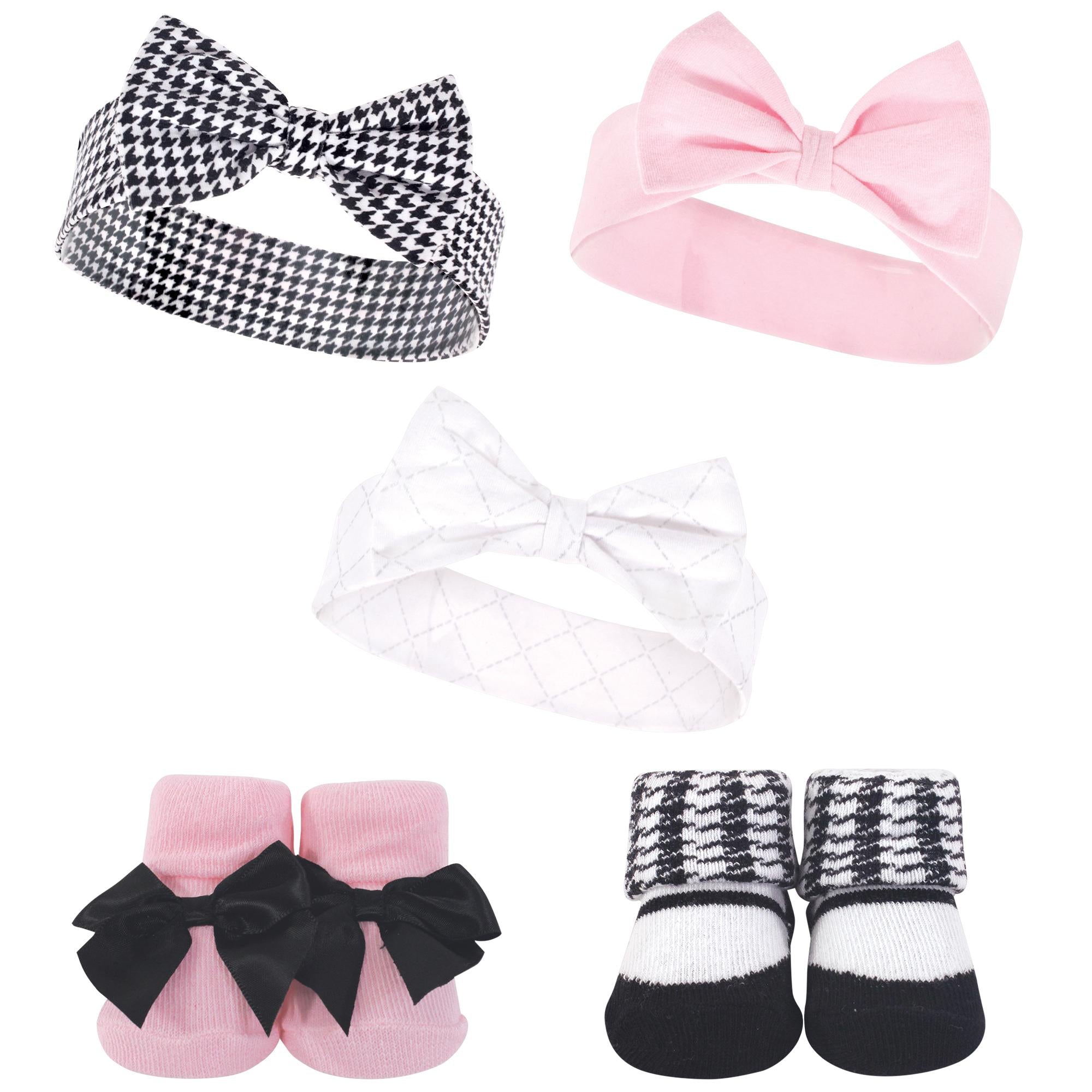 Girls Matching Socks and Hair Accessory Set, Checkered Charm