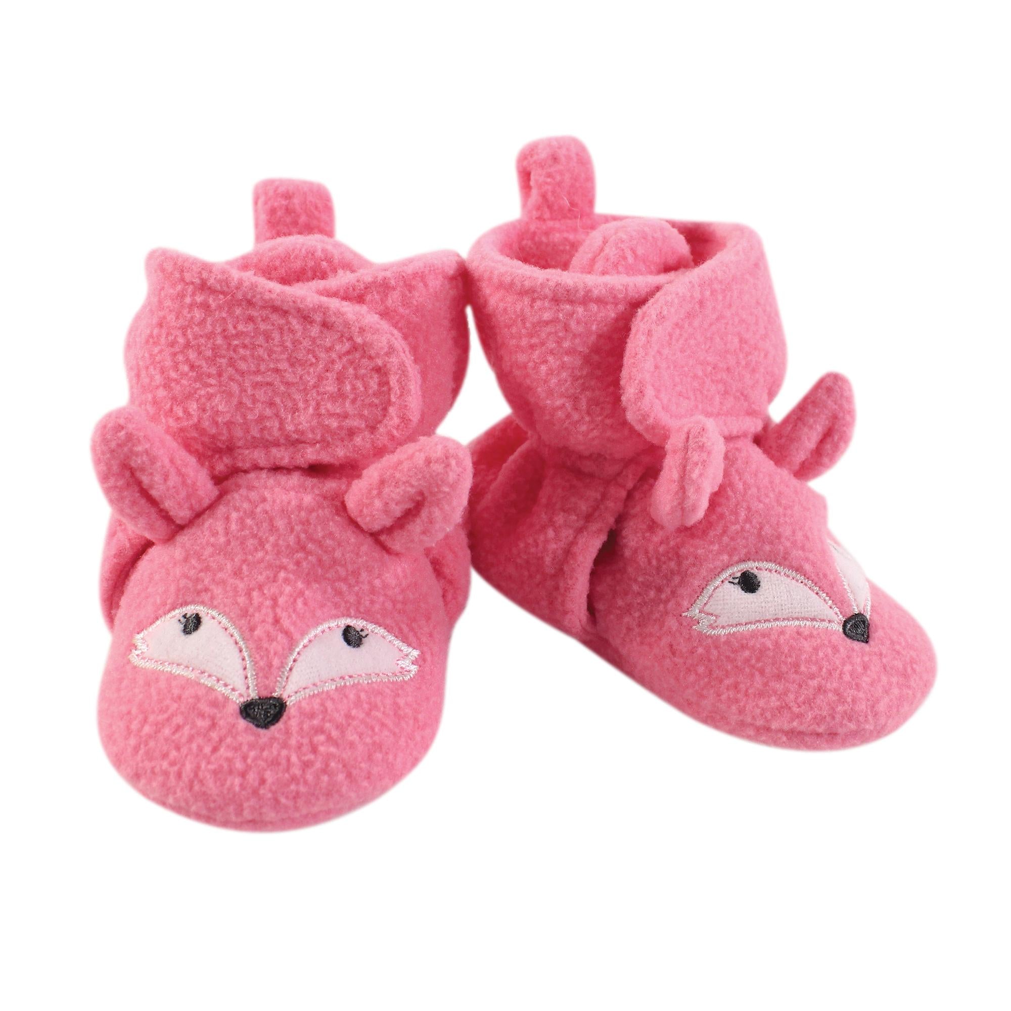 Girls Fleece Booties, Blush Foxie