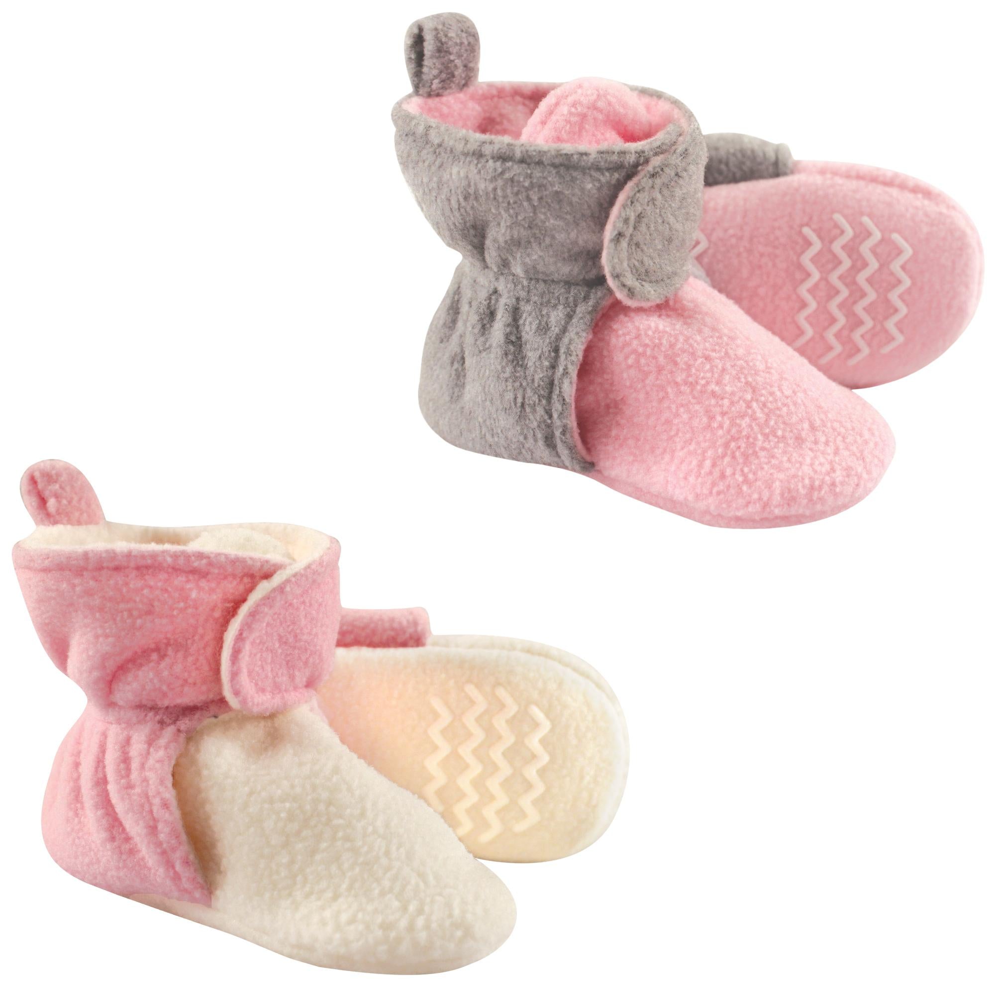 Girls Fleece Booties, Blush Cream Cloud