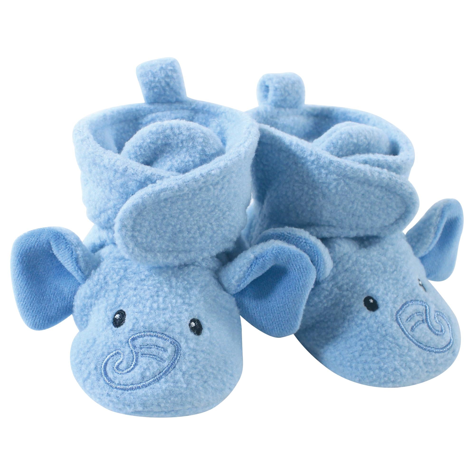 Boys Fleece Booties, Azure Elephant