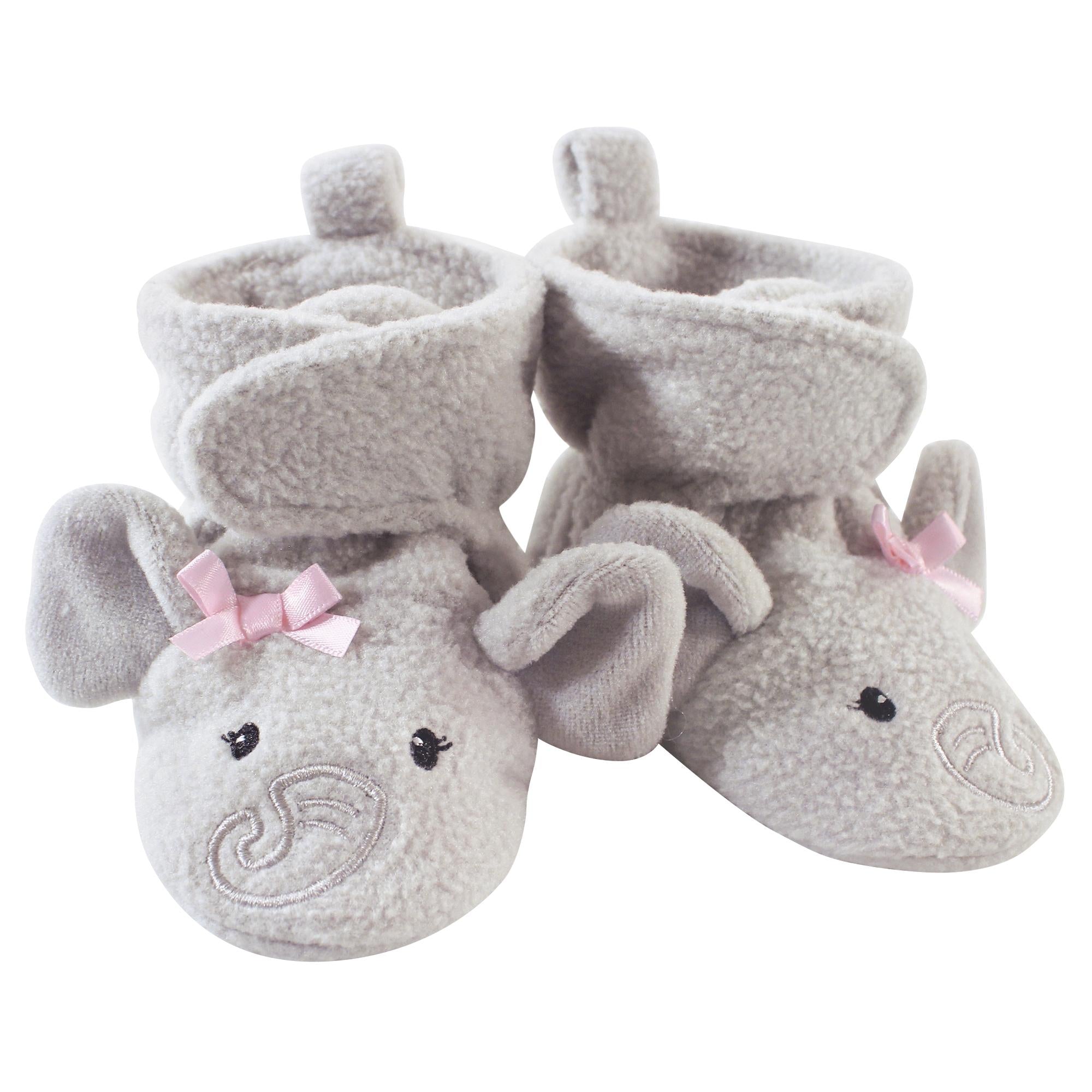 Girls Fleece Booties, Sweet Pachyderm