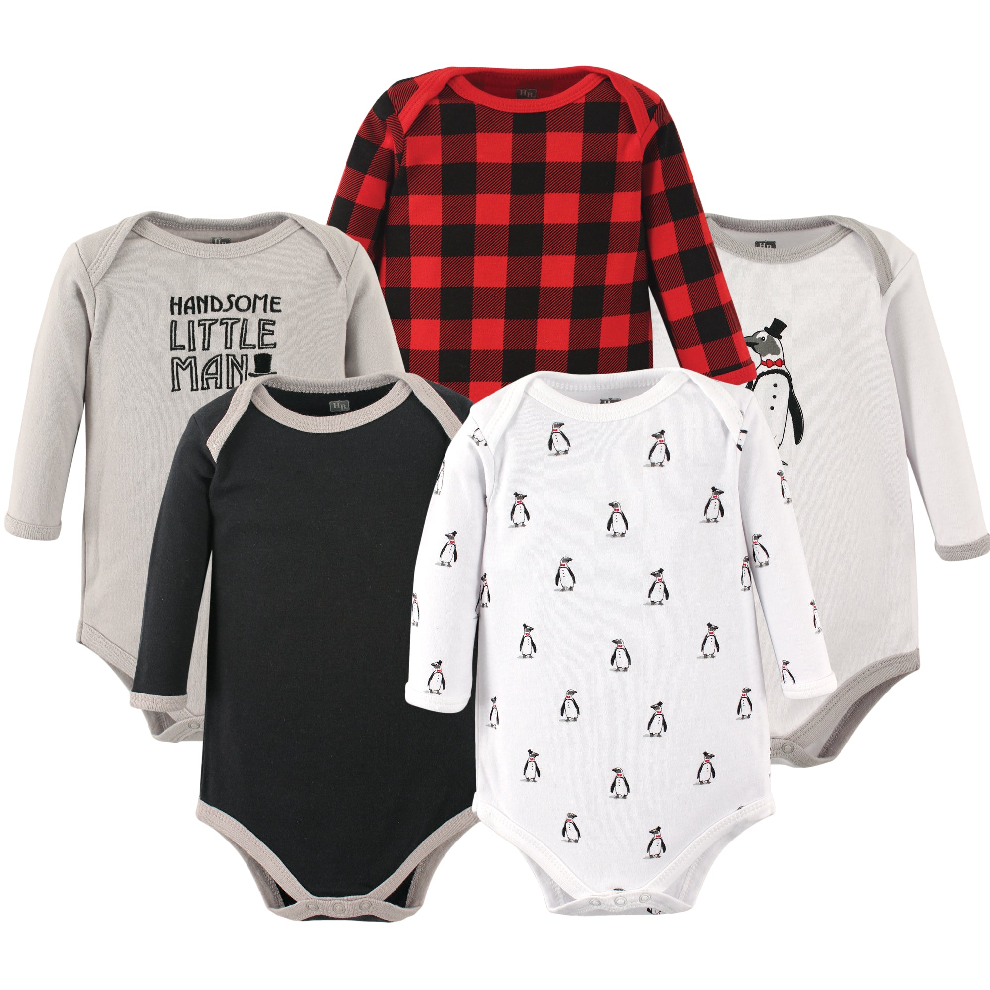 Boys Long Sleeve Bodysuits 5-Pack, Arctic Waddle