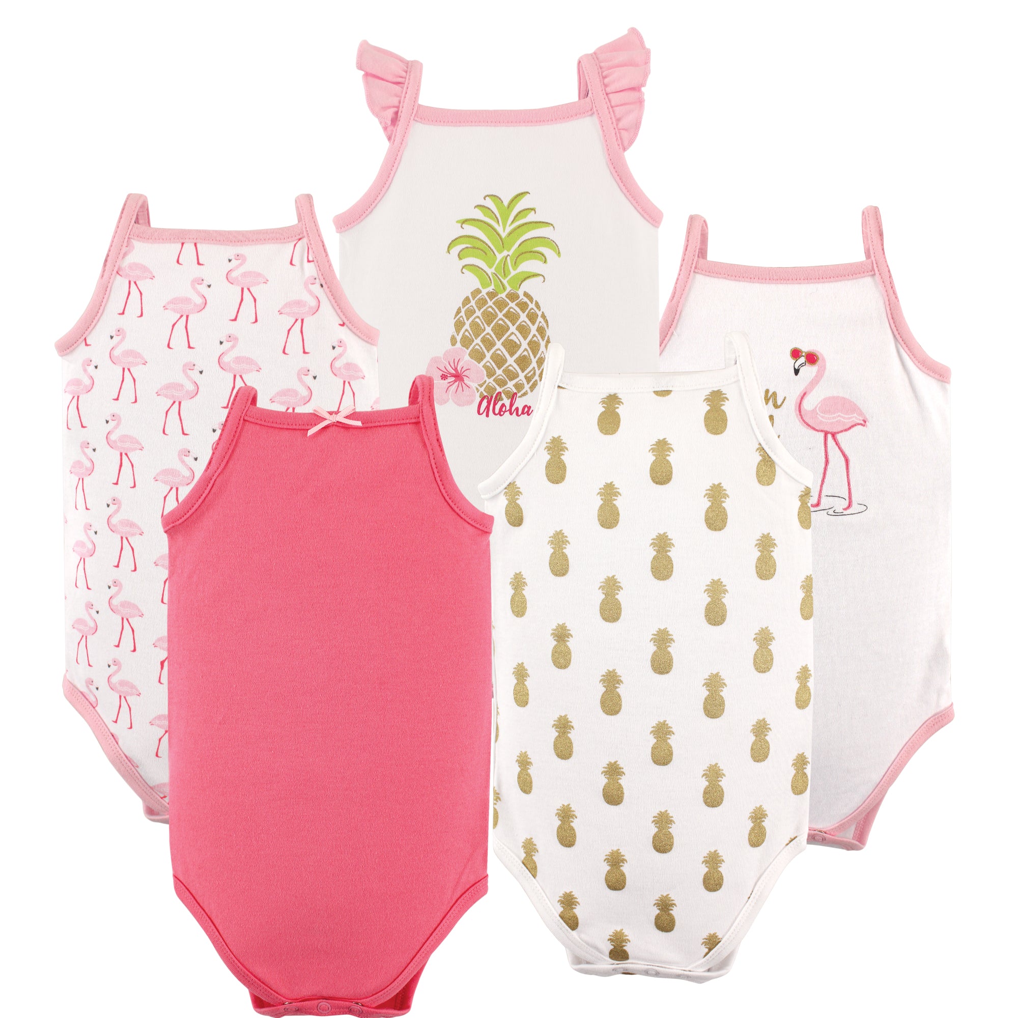 Girls Sleeveless Bodysuits, Tropical Gold