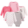 Girls Long Sleeve Bodysuits 5-Pack, Blush Arctic Friend