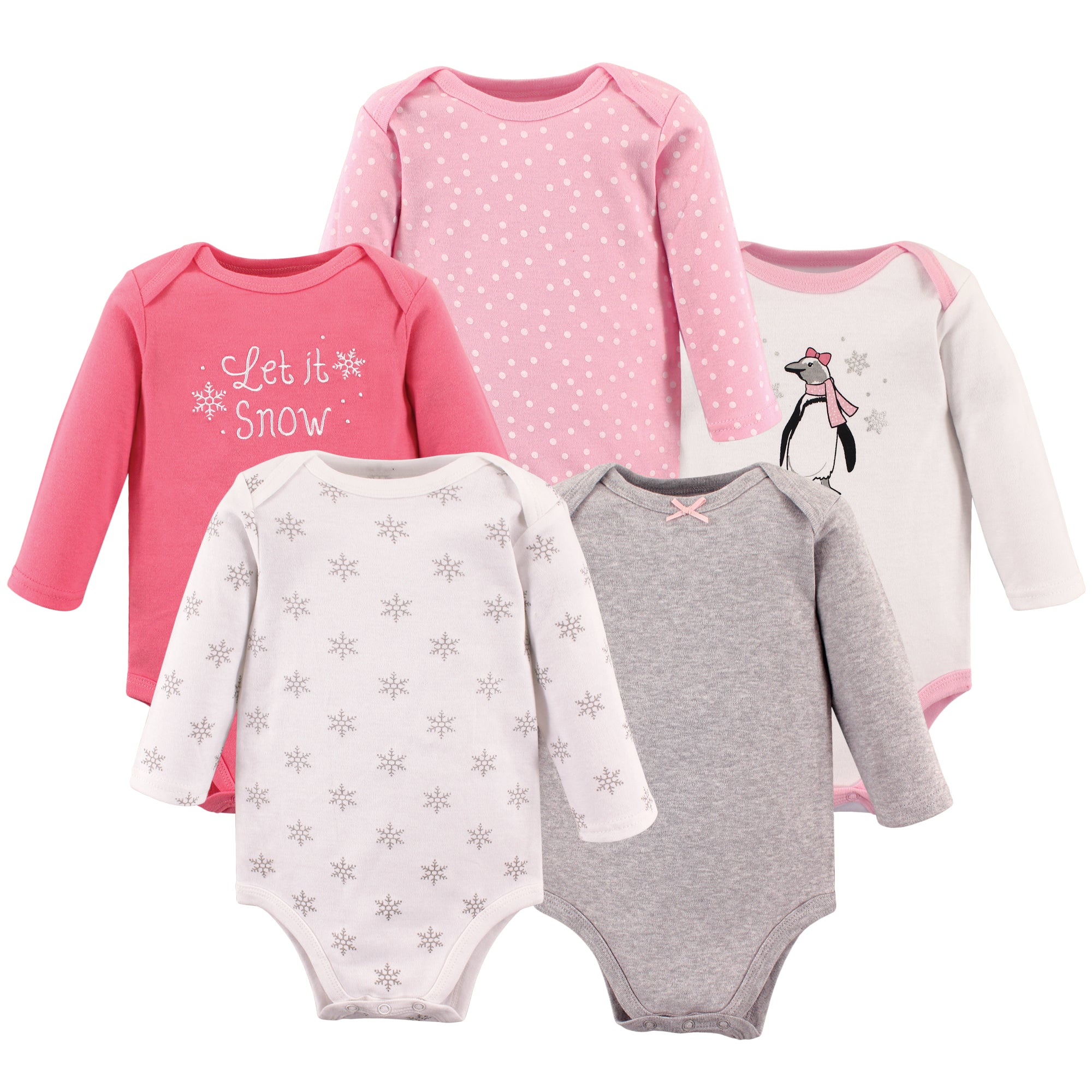 Girls Long Sleeve Bodysuits 5-Pack, Blush Arctic Friend