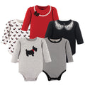 Girls Long Sleeve Bodysuits 5-Pack, Little Scottie Print