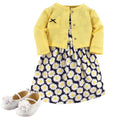 Girls Matching Cardigan, Dress and Shoes Set, Summer Petal