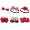 Girls Matching Socks and Hair Accessory Set, Crimson Berry