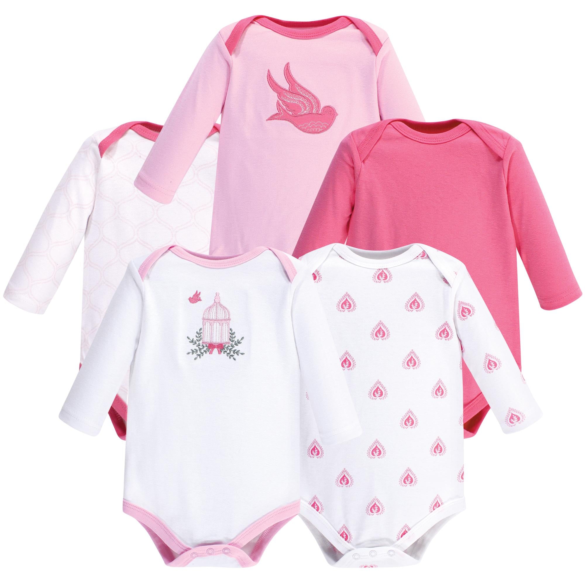 Girls Long Sleeve Bodysuits 5-Pack, Aviary Song