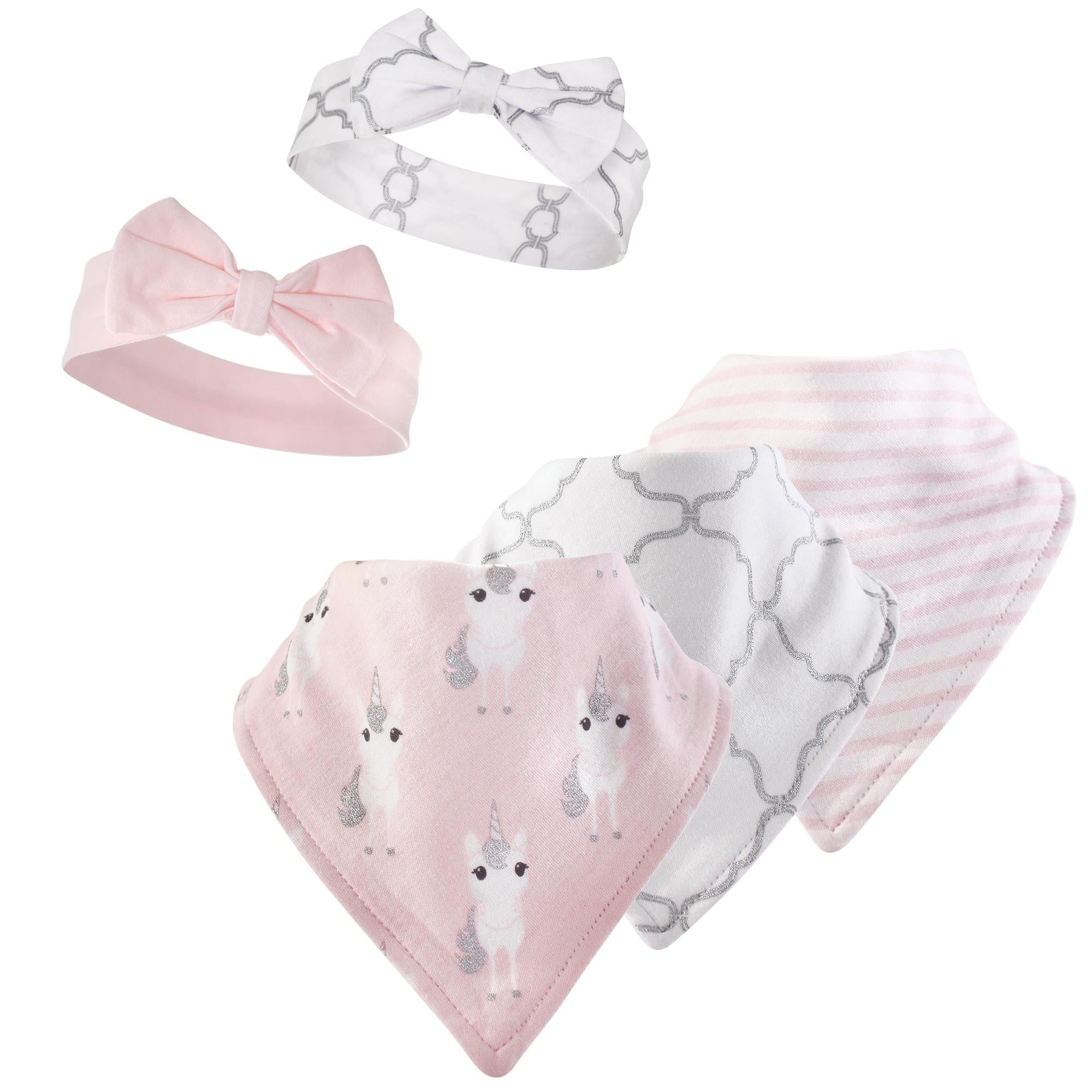 Girls Bib and Head Accessory Bundle, Blush Magic