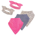 Girls Bib and Head Accessory Bundle, Pink Wildcat