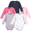 Girls Long Sleeve Bodysuits 5-Pack, Rosy Llama Pals