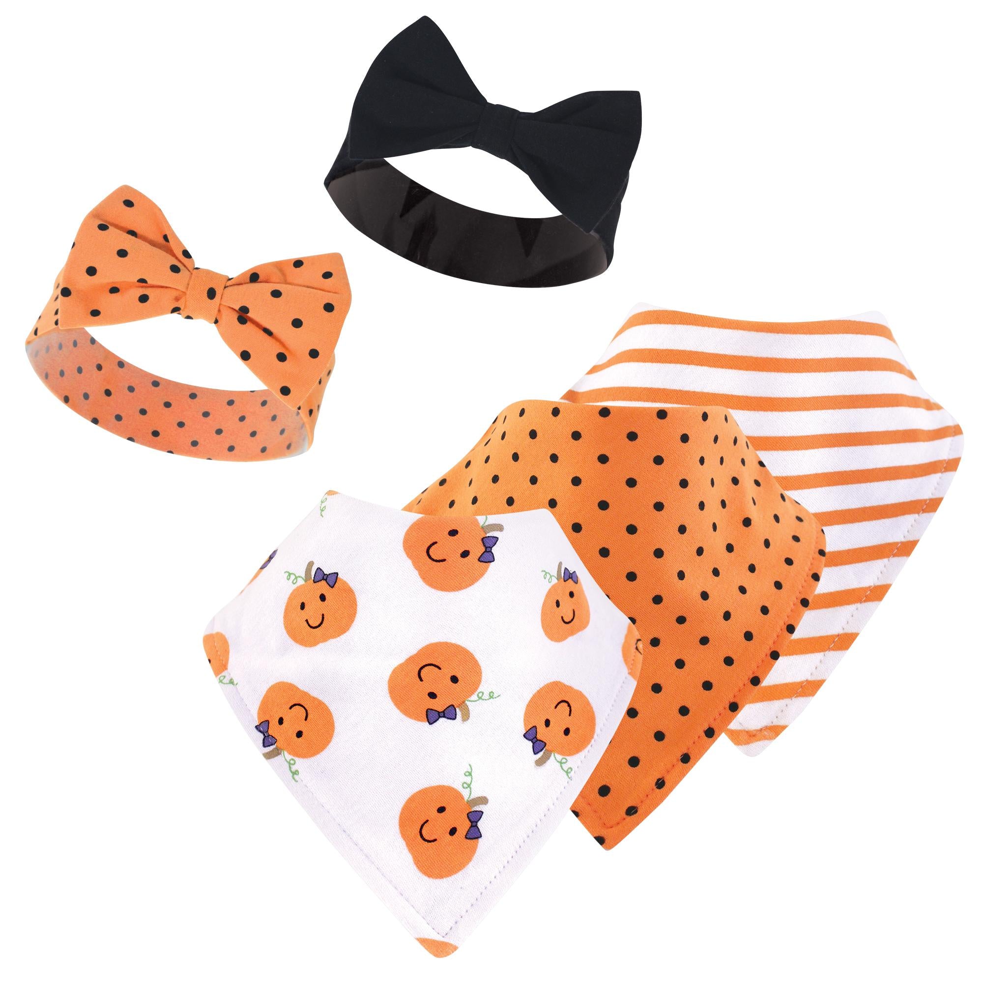 Girls Bib and Head Accessory Bundle, Sweet Harvest Patch