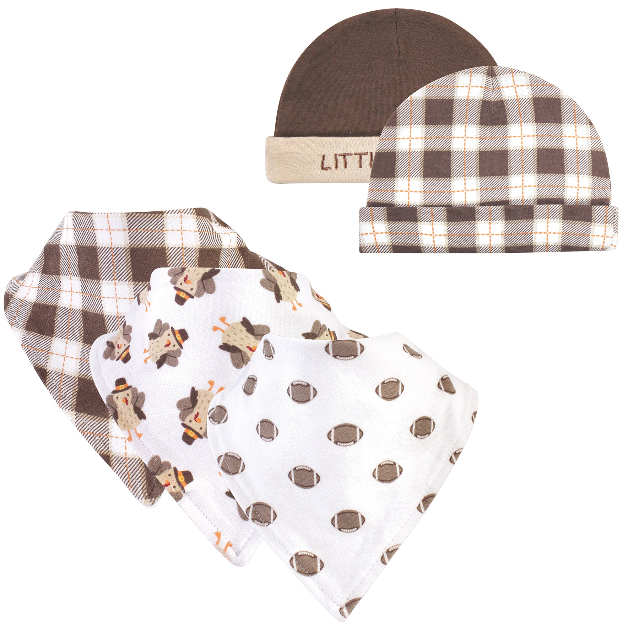 Boys Bib and Head Accessory Bundle, Festive Fowl