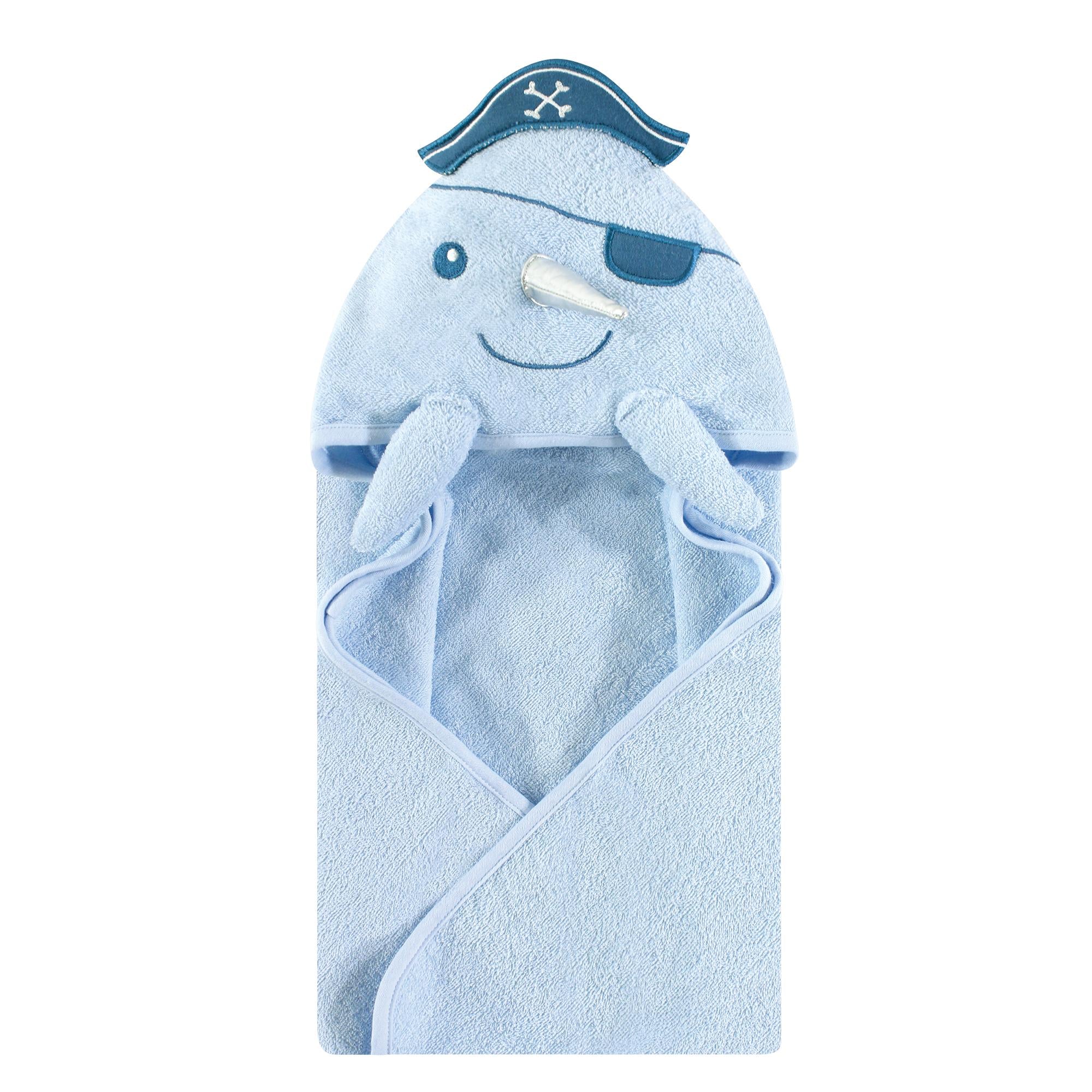 Boys Animal Face Hooded Bath Towel, Ocean Unicorn