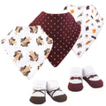 Girls Matching Bib and Socks Feeding Set, Festive Autumn Hen