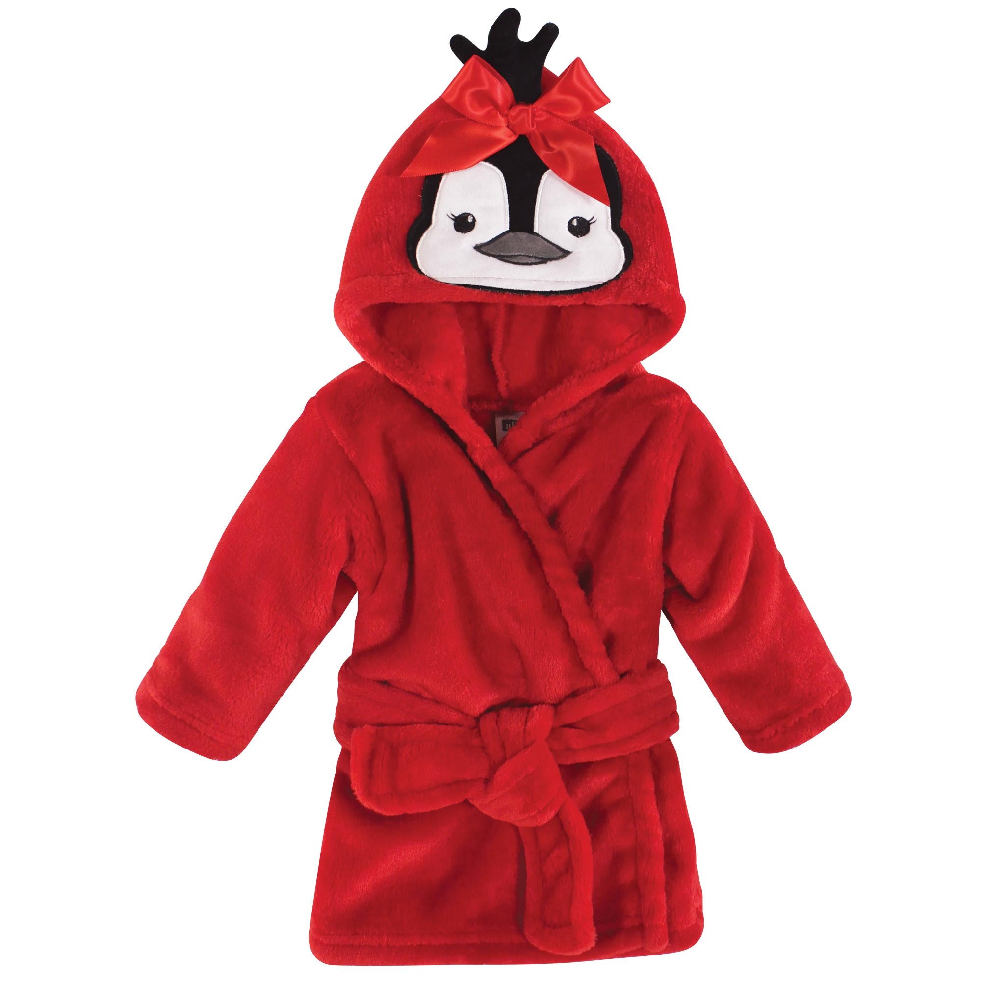 Girls Animal Face Plush Bathrobe, Rosy Polar Pal