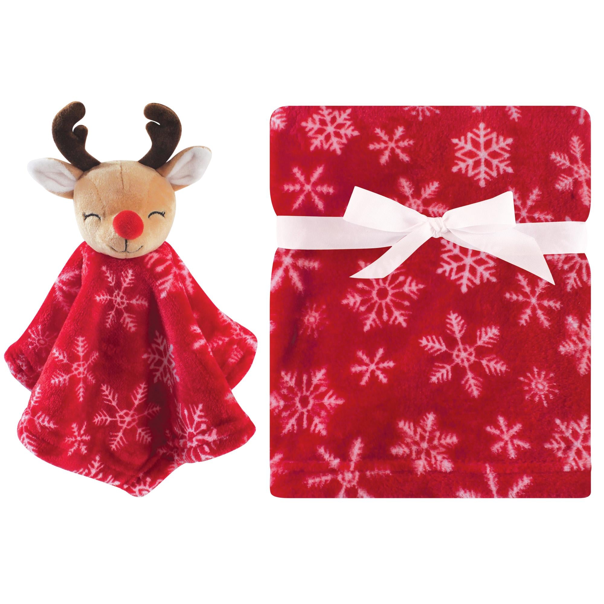 Unisex Plush Blanket with Lovey, Winter Fawn