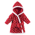 Girls Animal Face Plush Bathrobe, Crimson Polka