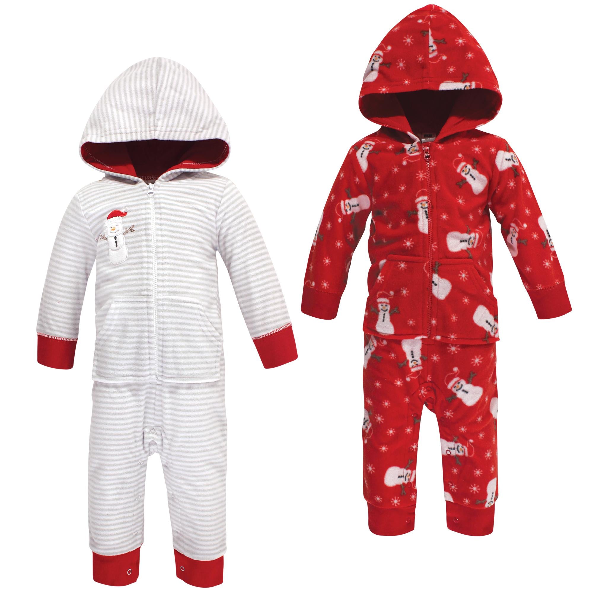 Unisex Fleece Coveralls, Holiday Frosty Friends