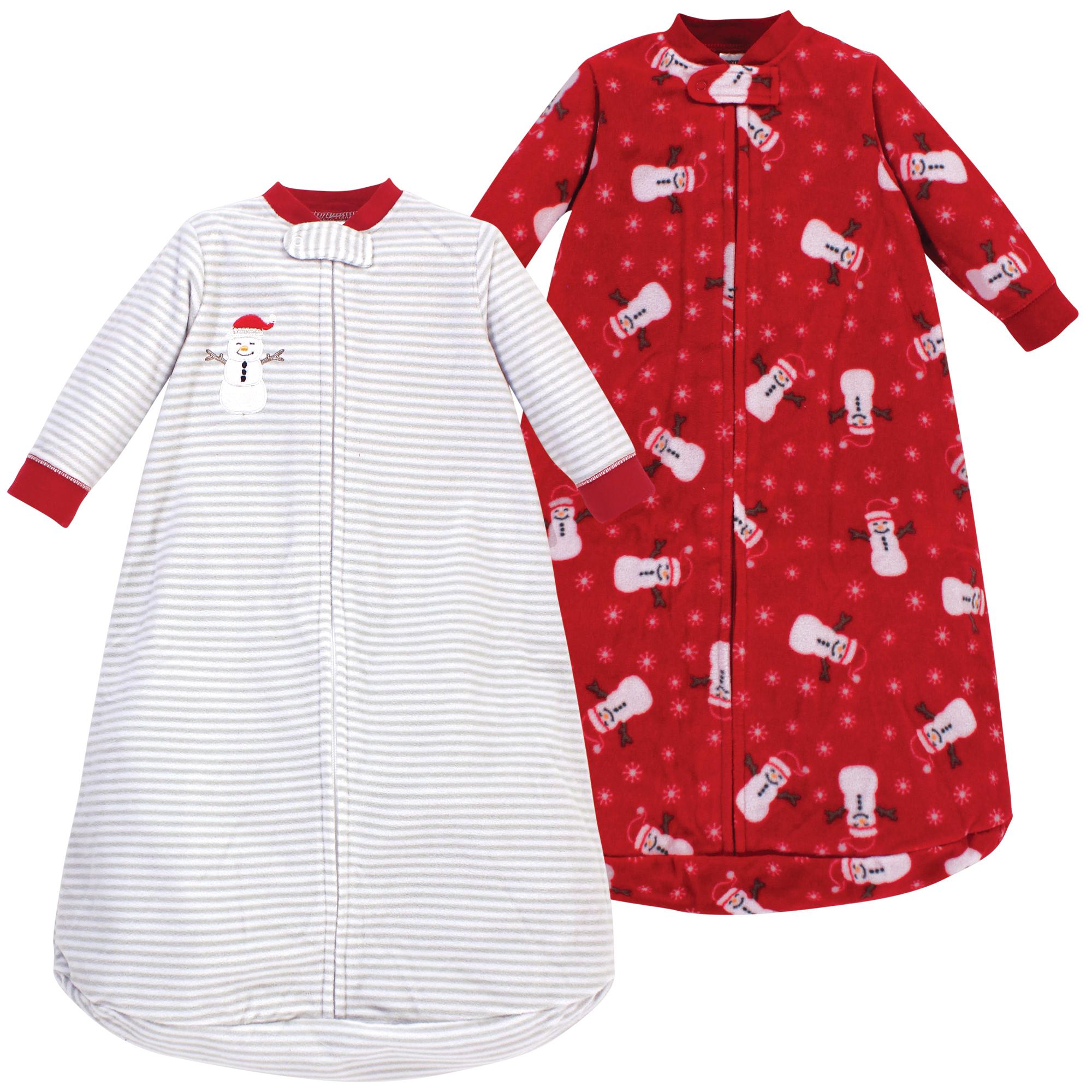 Unisex Long Sleeve Fleece Sleeping Bag, Holiday Frosty Friends