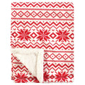 Unisex Mink and Sherpa Plush Blanket, Crimson Winter Stitch