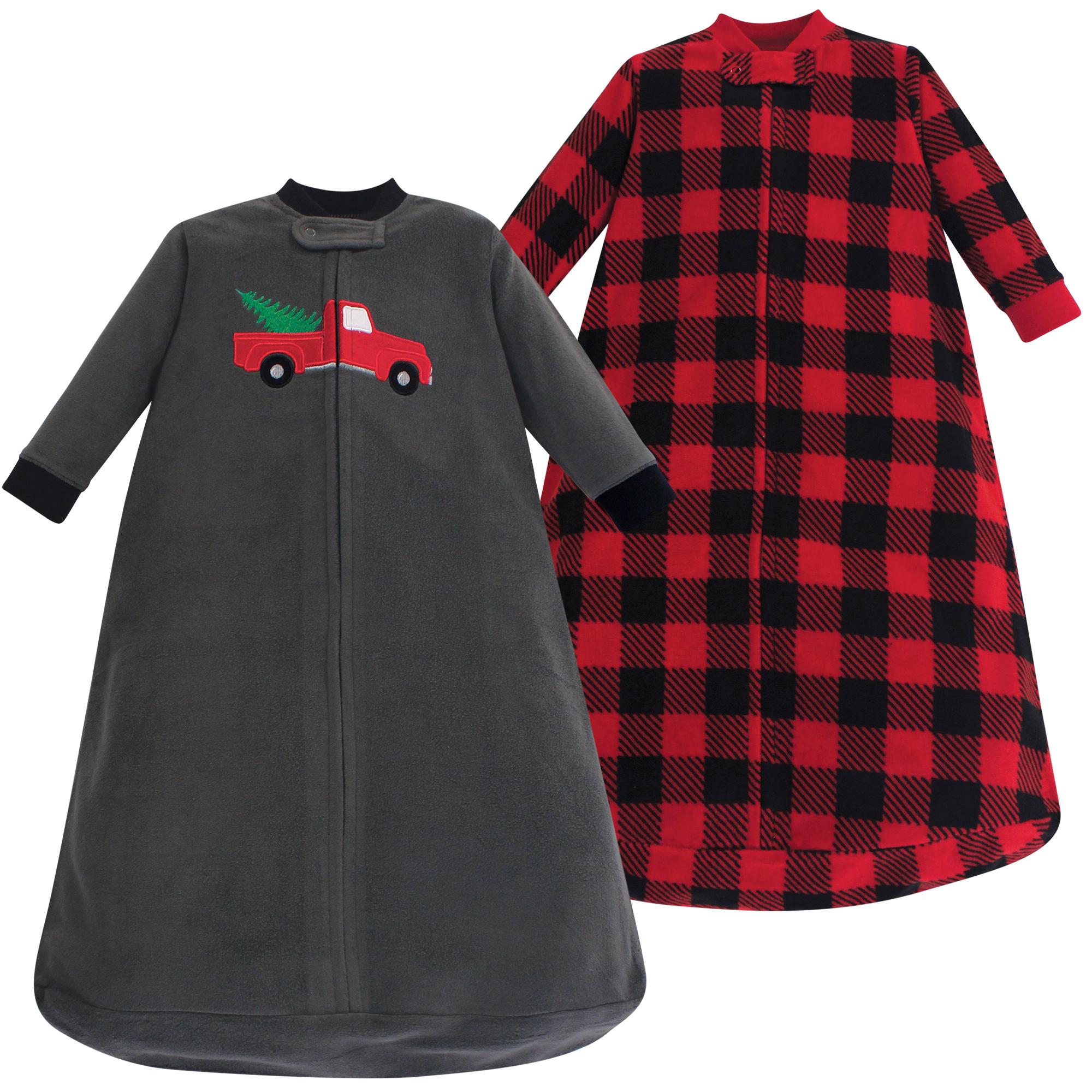 Boys Long Sleeve Fleece Sleeping Bag, Evergreen Forest