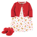 Girls Matching Cardigan, Dress and Shoes Set, Sweet Cinnamon