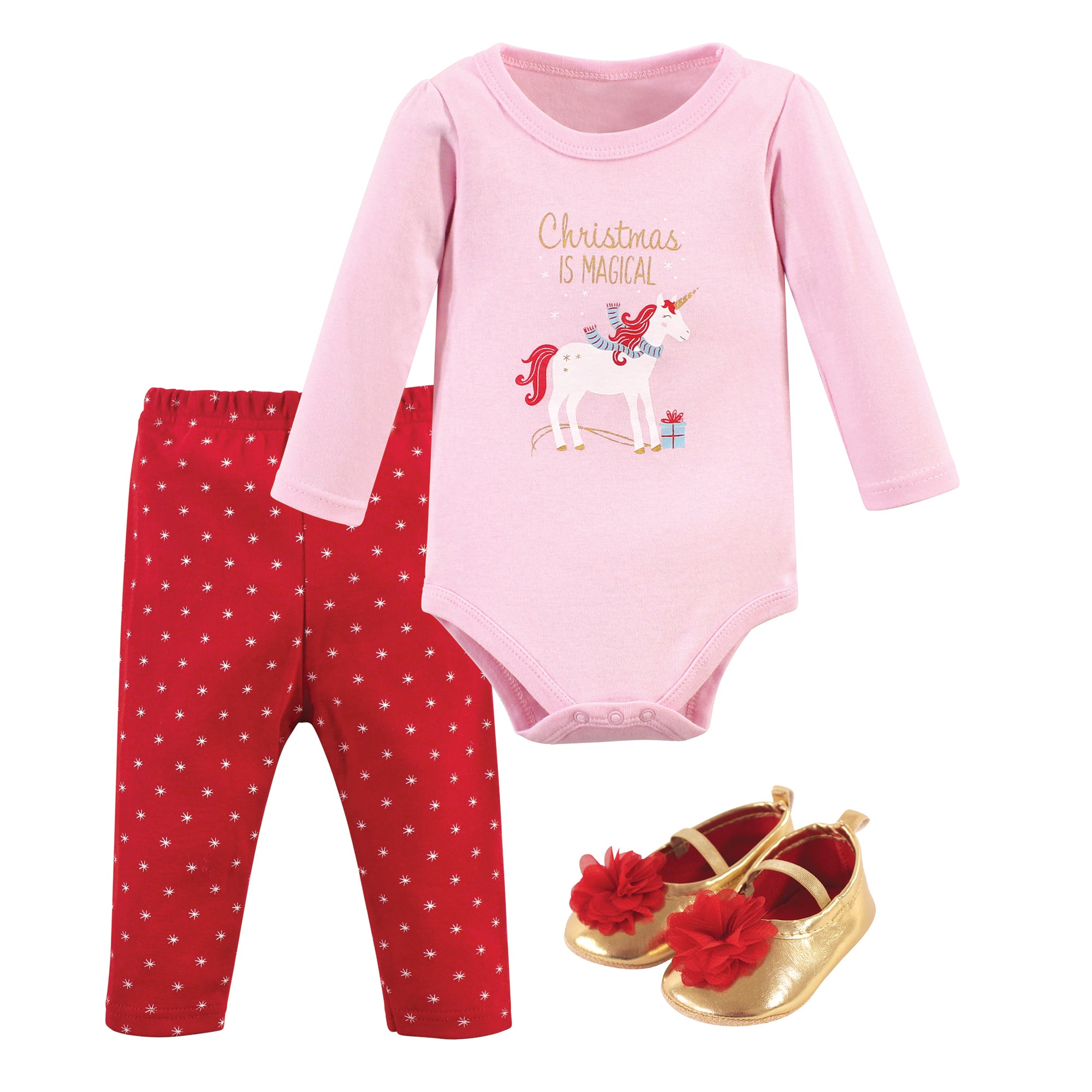 Girls Bodysuit, Pants and Shoes Bundle, Festive Charm
